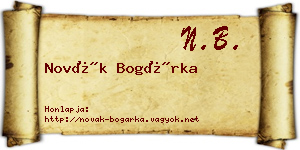 Novák Bogárka névjegykártya